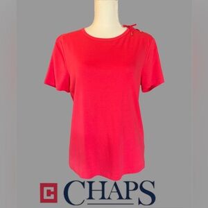 CHAPS- Top/ Pull Over / Short Sleeve T-Shirt , Salmon Pink, NEW